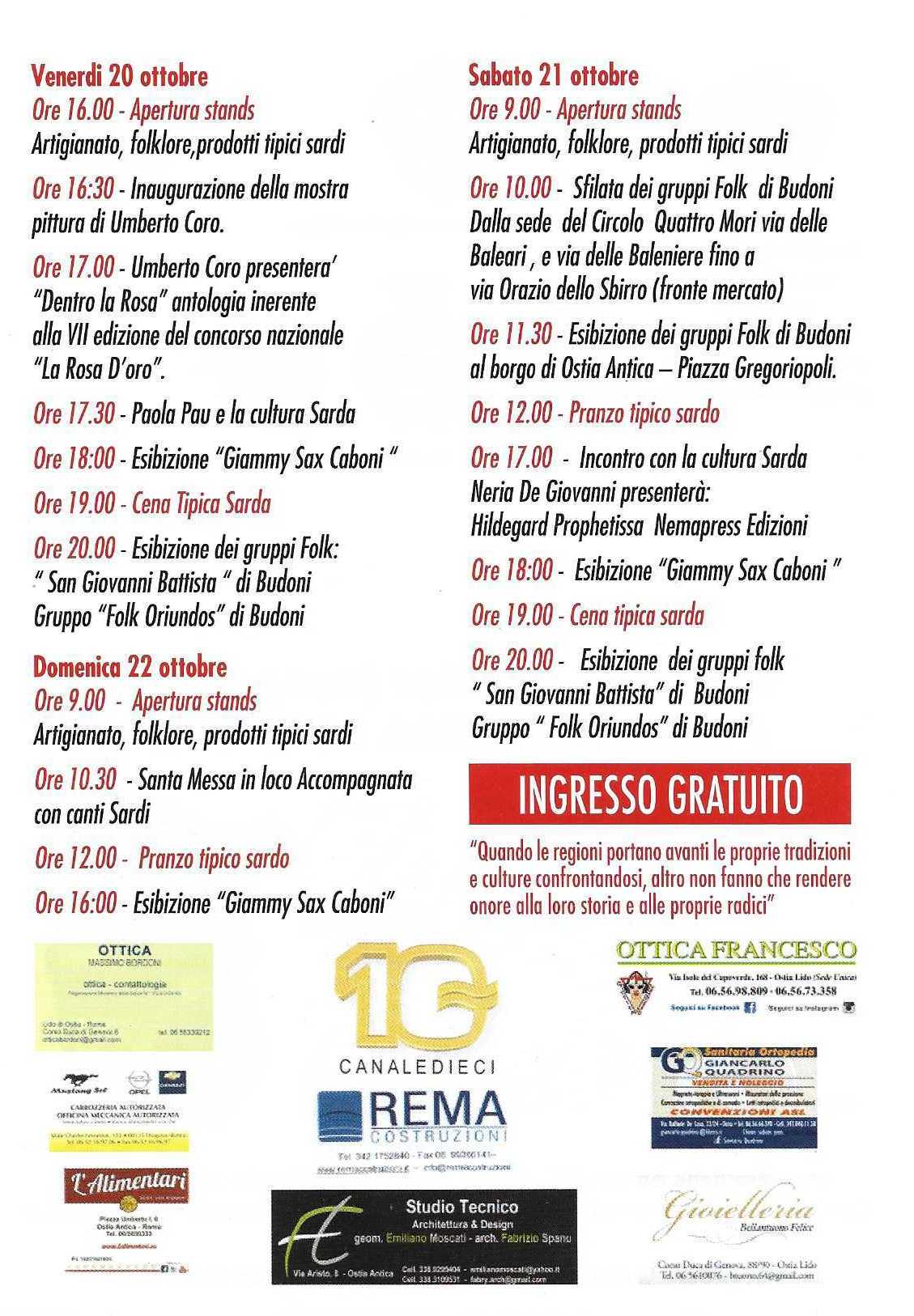 La quindicesima edizione delle Giornate Sarde ad Ostia